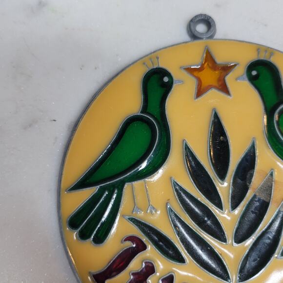 VINTAGE WILKUM Stained Glass Ornament Birds Star Round Sun Catcher Art Decor - Picture 5 of 12